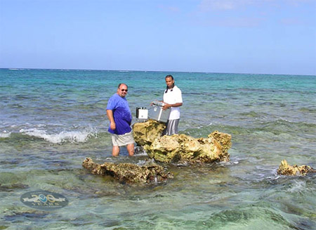Acceleration of gravity measurements are being conducted in the Cayman Islands
