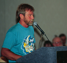 A concerned fisherman expresses his views at a Regional Fishery Management Council meeting