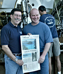 Steve Hammond from NOAA (left) and Tim Shank from Woods Hole were Co-Principal Investigators for the 2002 Galapagos mission.