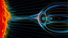  An artists rendition of the geomagnetic field around Earth.