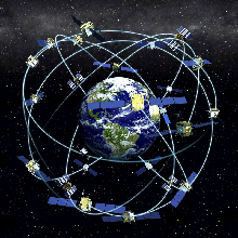 Graphic depicting orbits of GPS satellites