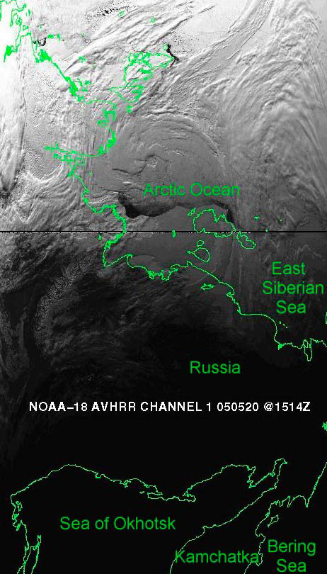 Image Colllected from the NOAA 18 AVHRR Instrument