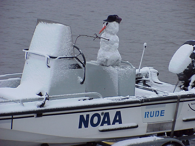 Boat Operations, snowman aboard the Rude