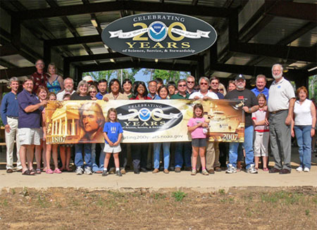 The National Data Buoy Center (NDBC) commemorated NOAA's 200th celebration with a catfish fry attended by NDBC and its technical services contractor
