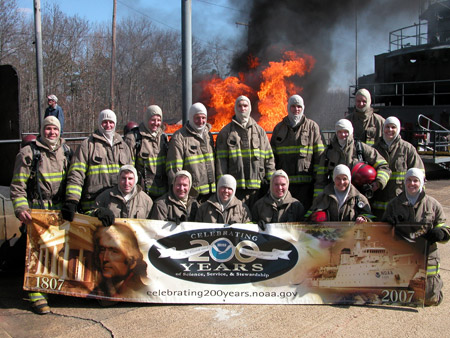 NOAA Corps officers took part in refresher training classes in advanced fire fighting