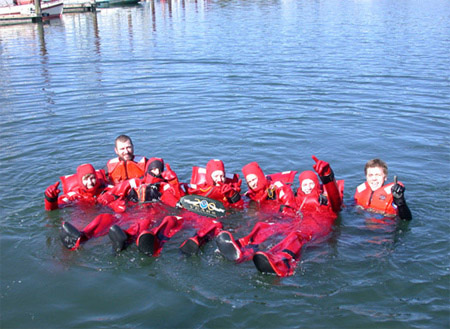 NOAA's West Coast Groundfish Fishery Observers during annual at-sea safety training in Yaquina Bay