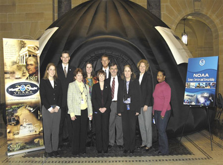 NOAA's Education Office exhibit in the U.S. Department of Commerce lobby.