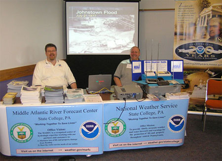 Peter Jung, Senior Service Hydrologist (left), and William Gartner, forecaster (right)