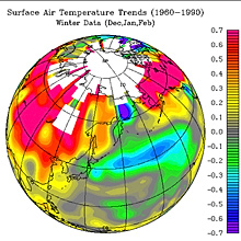 Observed trends in surface air temperature from 1960-1990
