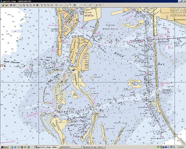 Information gathered from hydrographic surveys go into creating nautical charts like this one for an area near Florida's Tampa Bay.