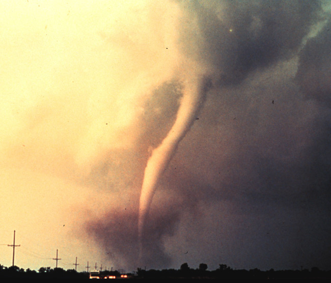 The 1973 Union City, Oklahoma tornado, shown here, was the first tornado captured by the National Severe Storms Laboratory doppler radar and chase personnel.