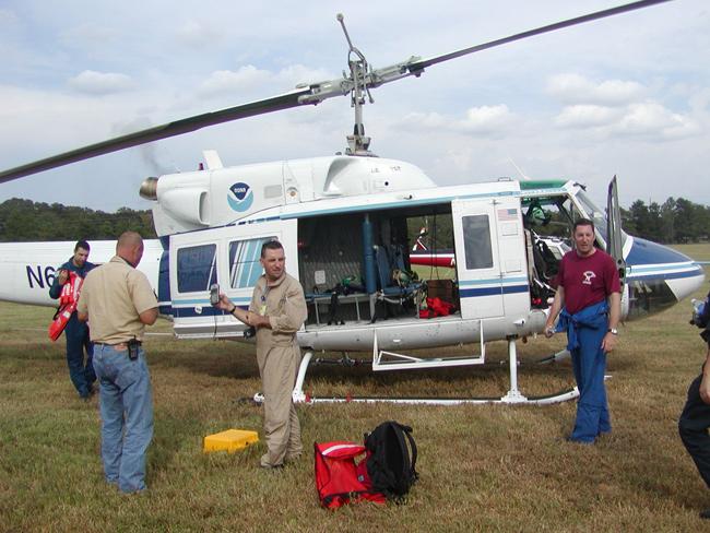 Helicopters were widely used to evaluate nearly 400 reported pollution releases attributed to the storm.