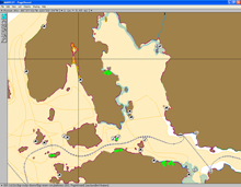 GIS data example showing the shoreline types, the invertebrates, the nests and the human use points from the Guam ESI atlas.