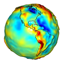 A depiction of the Western Hemisphere geoid