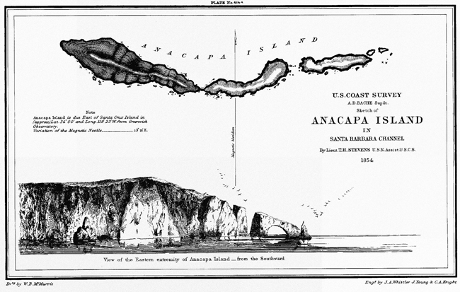 1854 nautical chart of Anacapa Island, CA