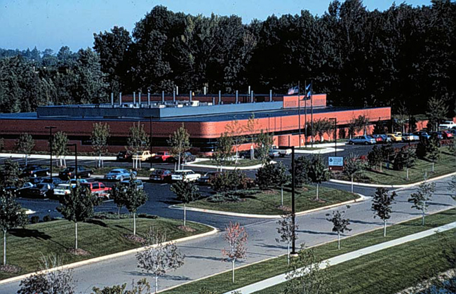 Color aerial photo of the GLERL facility in 1987.