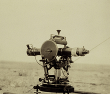 Theodolites are instruments used by surveyors to measure angles. This theodolite was used by a triangulation party in 1918.