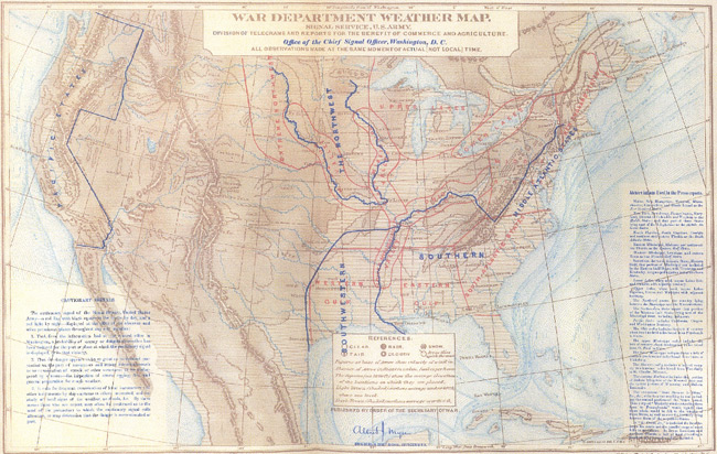 Map of General Myer's division of stations for weather purposes.