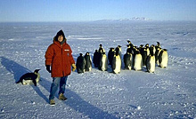 Dr. Susan Solomon and some new friends on Antarctic expedition in 1987 near McMurdo Station.  