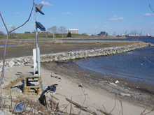 NOAA tide station in foreground of Fort   McHenry wetlands two days  after 