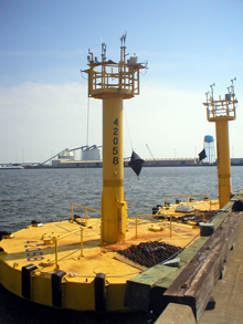 Hurricane buoys  before being deployed from Gulfport,  Mississsippi