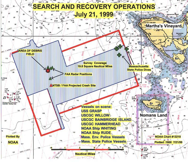 NOAA chart showing search and recovery