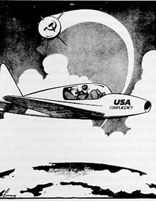  a cartoon reaction to the launch of Sputnik I  
