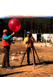 IMET  Carl Gorski prepares to track a Pilot Balloon (PIBAL)