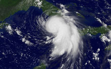 satellite image of Hurricane Katrina  