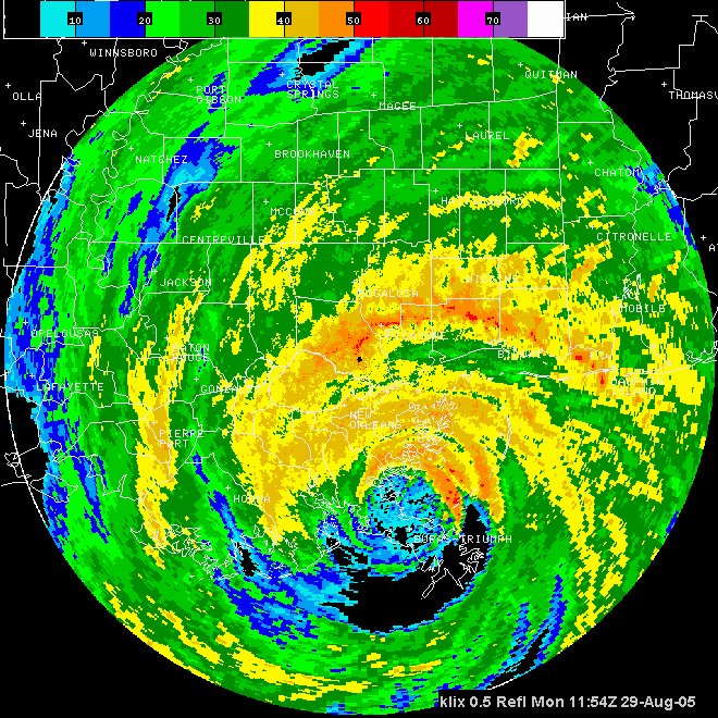 This animated radar loop shows Katrina making landfall. 