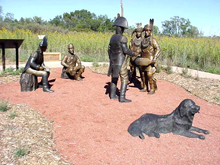 Bronze statues which depict Lewis and Clark’s first meeting with Native Americans during their journey