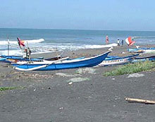 Boats on a beach in Indonesia