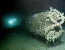 The wreck of  a Japanese midget-submarine