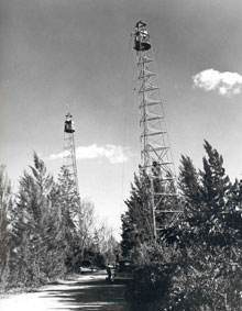 Twin towers used during the Transcontinental Traverse in 1962.