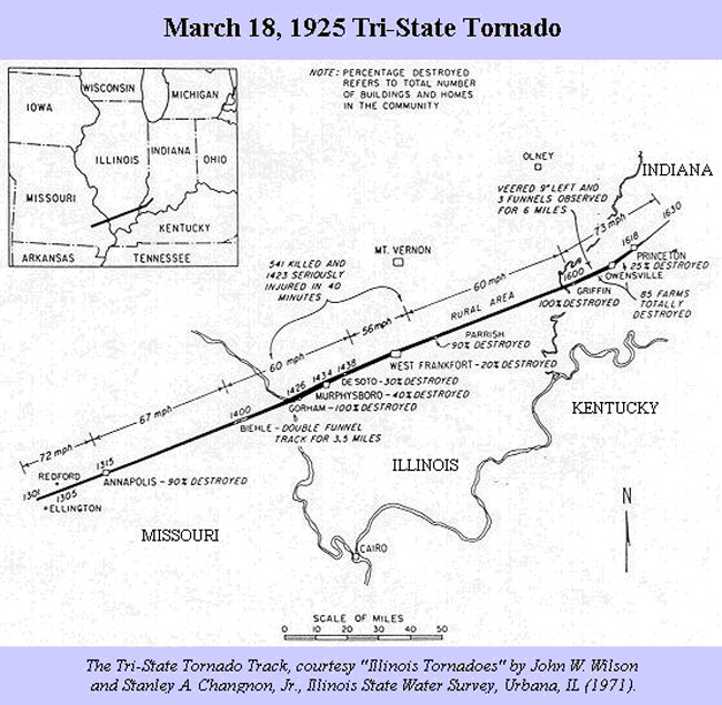 shows the path of the Tri-State tornado