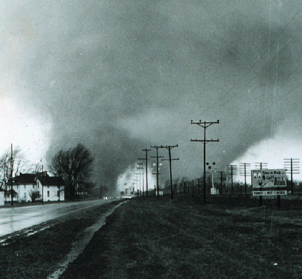 massive double-funnel tornado near Dunlap, Indiana