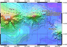 Map showing the location of Vailulu‘u Seamount in relation to American Samoa.