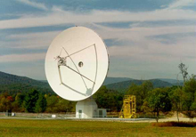 The U. S. Naval Observatory 20-meter radio telescope at Green Bank, West Virginia.