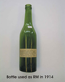 bottle used as an underground reference mark in 1914