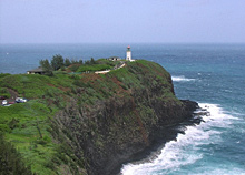 view of Kilauea Point lighthouse located at the northernmost point of the main Hawaiian Islands