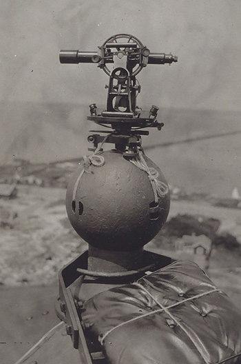 theodolite mounted on top of a water tank