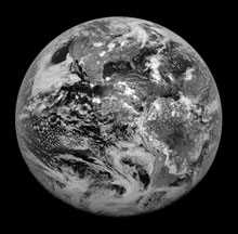 The first image from the GOES-13 spacecraft captured the Earth from space.