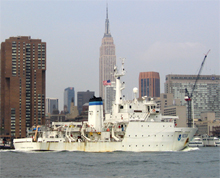 Ship surveying New York Harbor