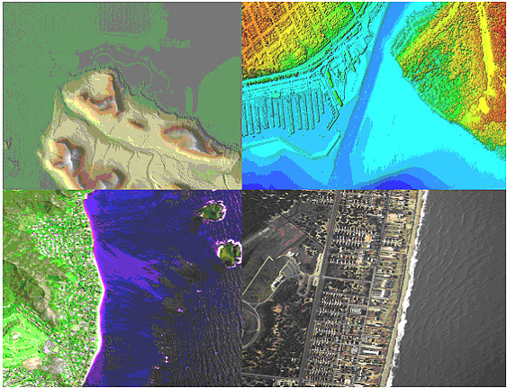 Four Examples of remotely-sensed data of all of coastal regions.