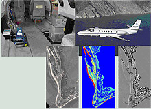 Hyperspectral imager, high-resolution digital camera, and lidar system installed in a NOAA Cessna Citation and examples of derived data products.